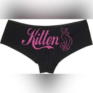 Kitten Graphic Boyshort Booty Shorts Panties Black Pink Cat Underwear.
